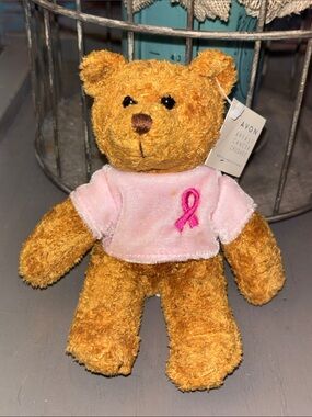 VTG 2001 Avon Breast Cancer Awareness Teddy Bear with Pink Shirt NWT 7”